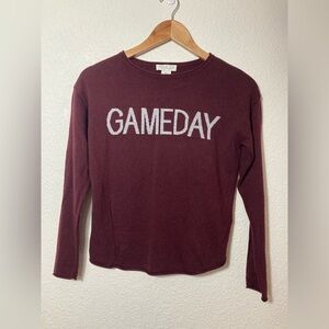 Rachel Zoe Game day graphic long sleeve sweater sweatshirt rayon cashmere blend
